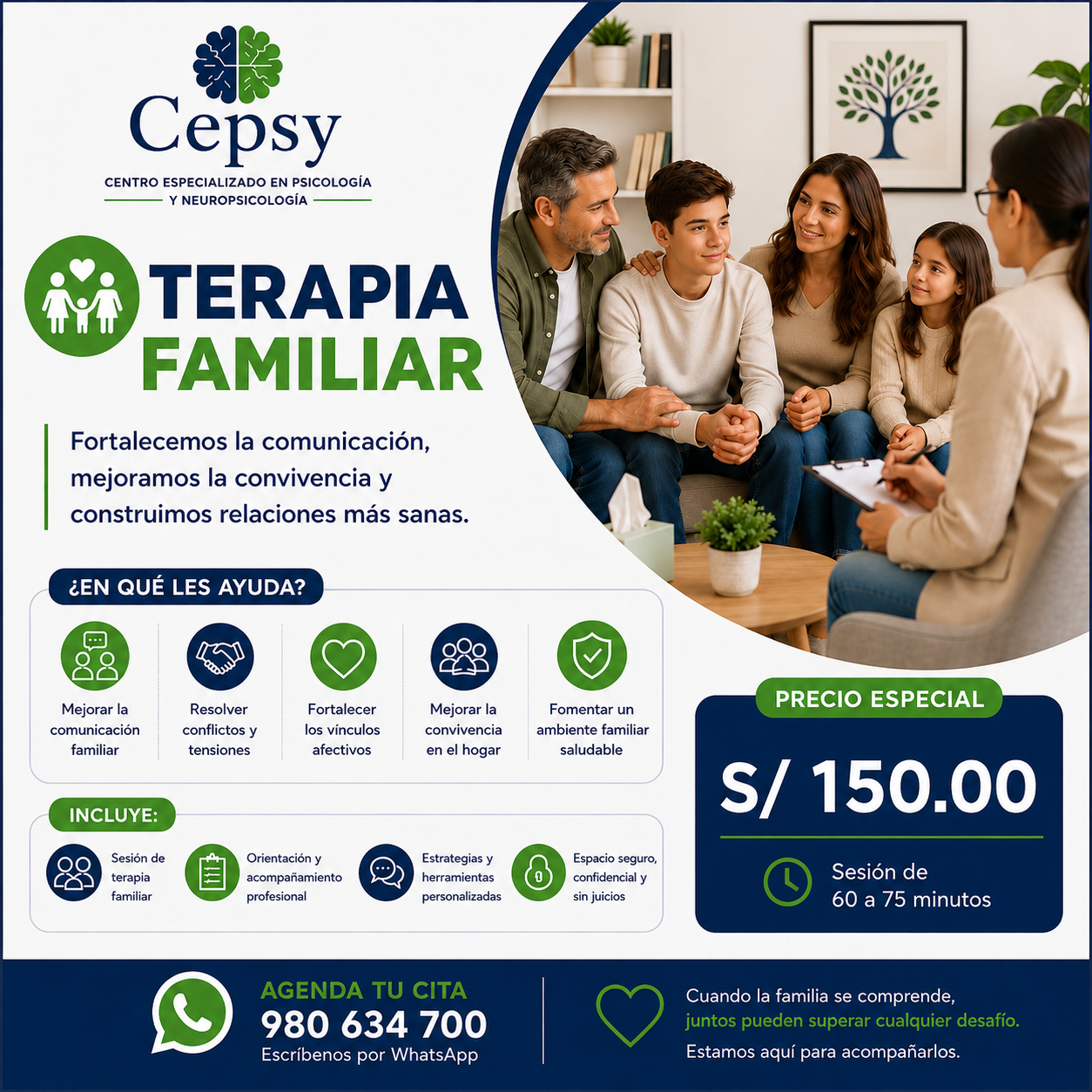 Pieza gráfica de Terapia Familiar de CEPSY.